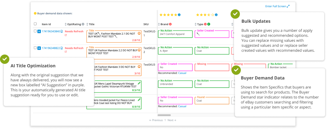 Aspect Finder+ dashboard screen example